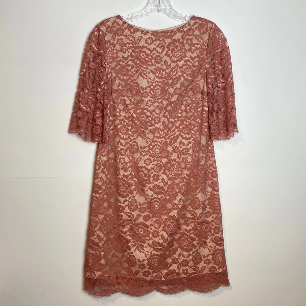 Anthropologie BHLDN Hitherto Pink Lace Overlay Dress Size 2 - Picture 3 of 13